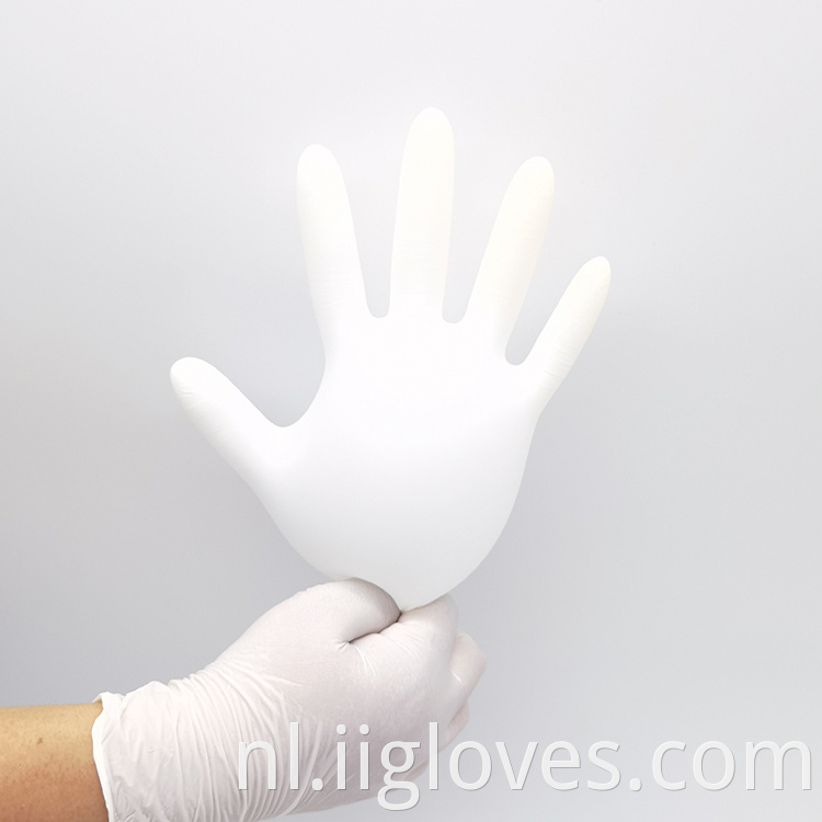 Huishoudelijke veiligheid Bescherming Werken Witte kleur Hoge kwaliteit Nitrilhandschoenen Witte nitrilhandschoenen